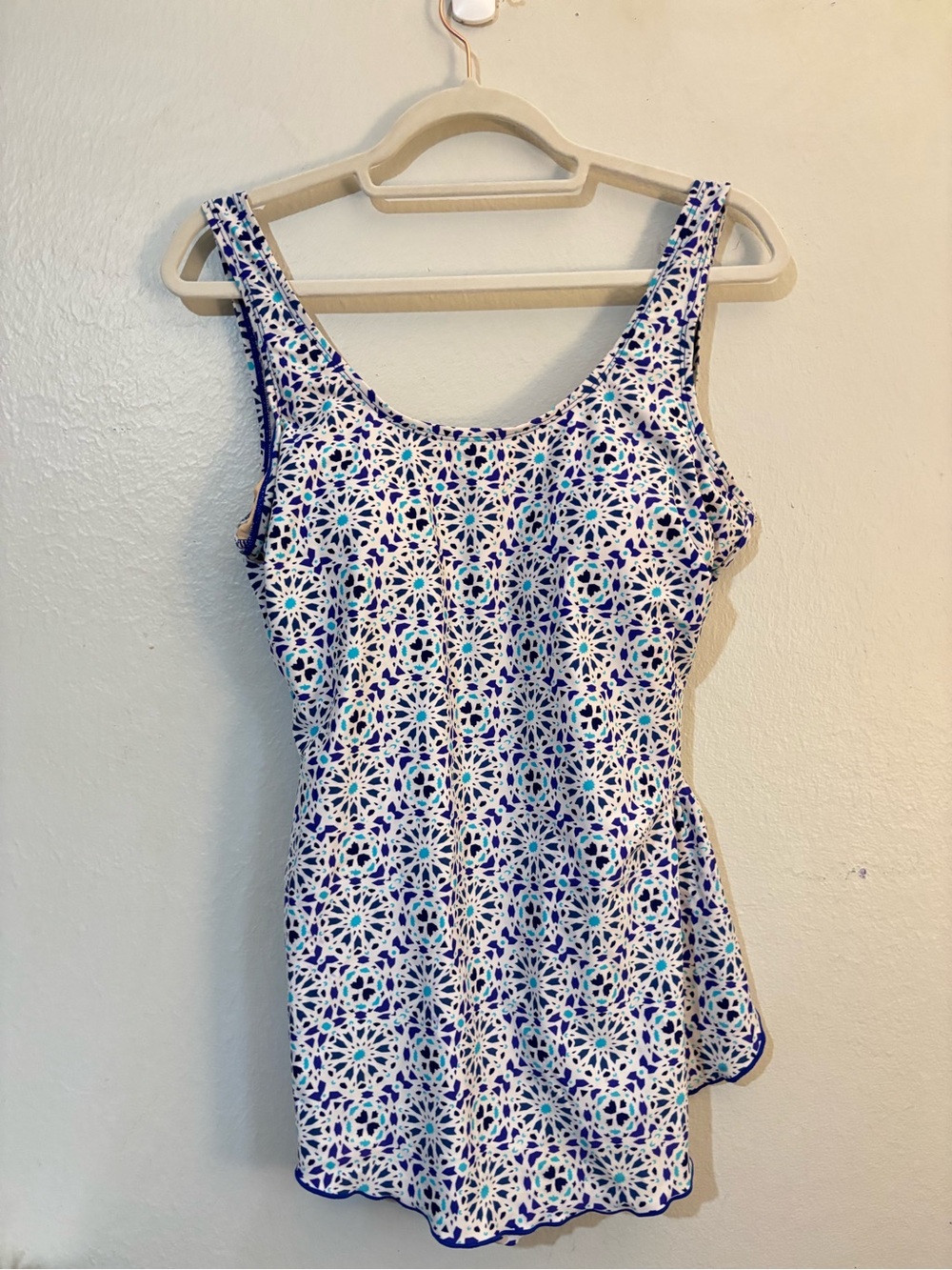 Blue Mosaic-Print One-Piece Swimdress